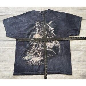 The Mountain Wolf Family Howling Bark at Moon Wolves Dog Blue T-Shirt Adult XL